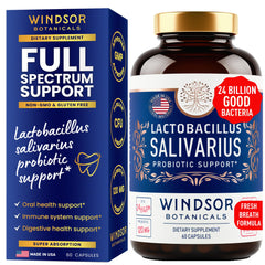Bottle of Lactobacillus Salivarius Probiotic 24bn CFU for teeth and gums
