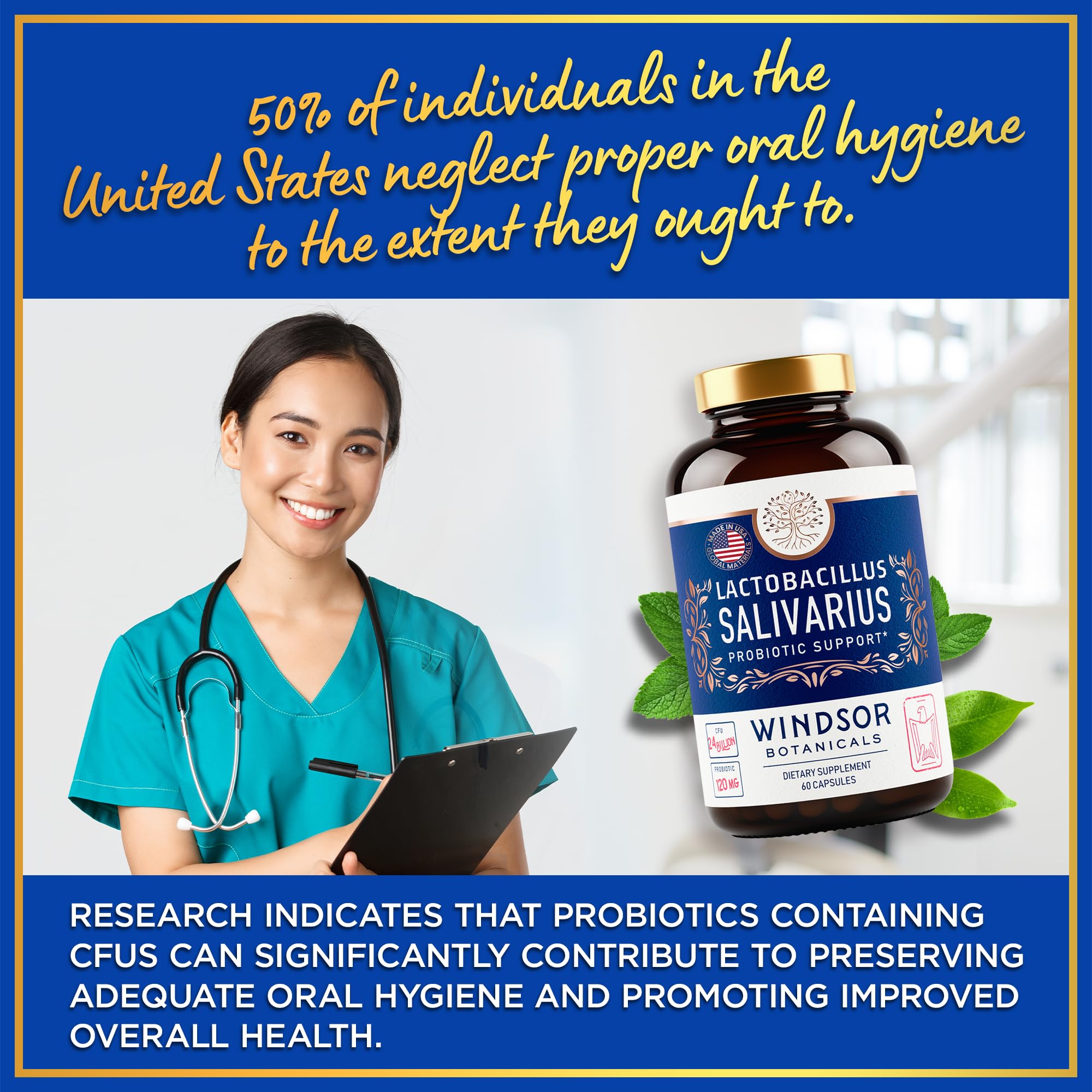 USA-made probiotic with premium materials seal