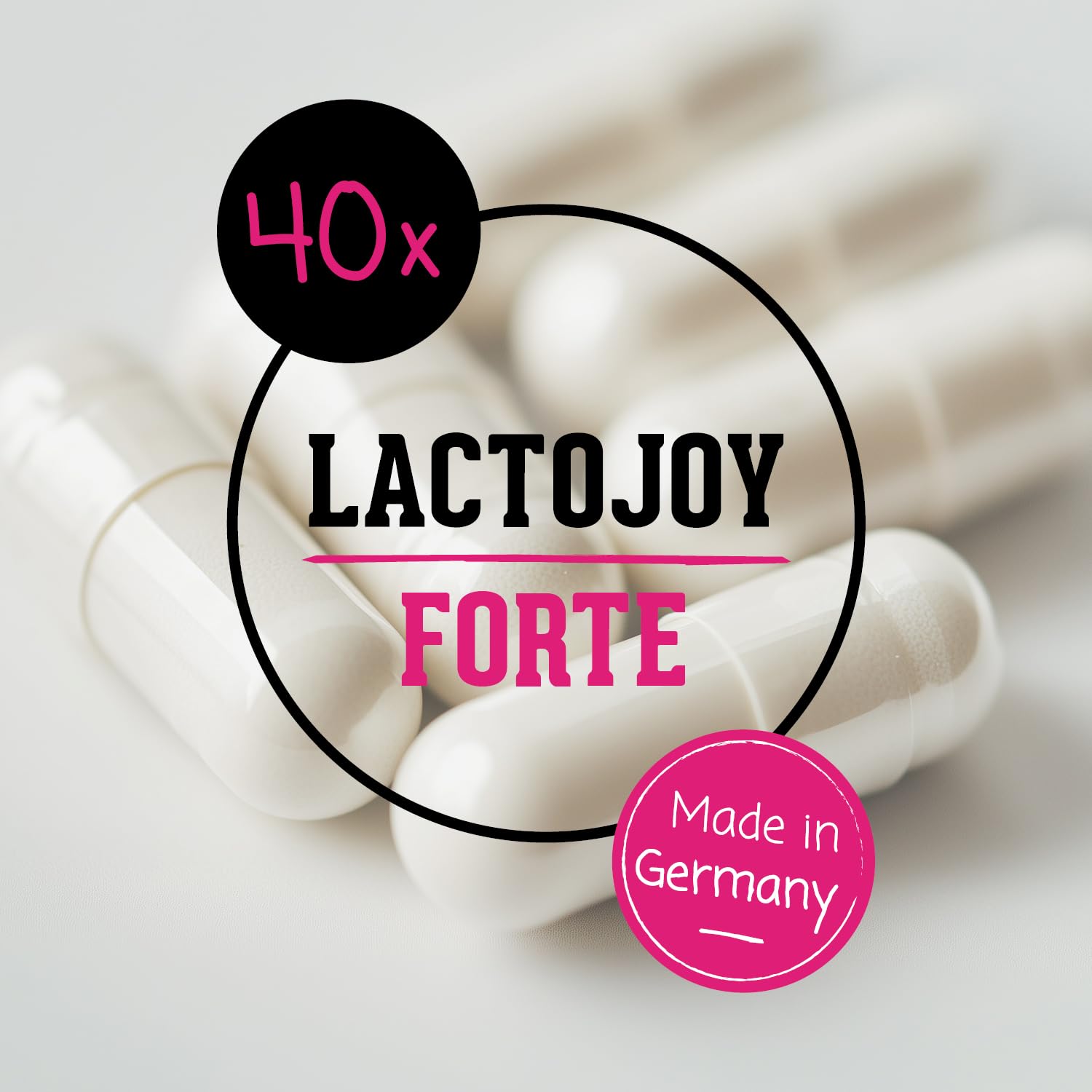 Lifestyle scene showing LactoJoy Forte with dairy meals