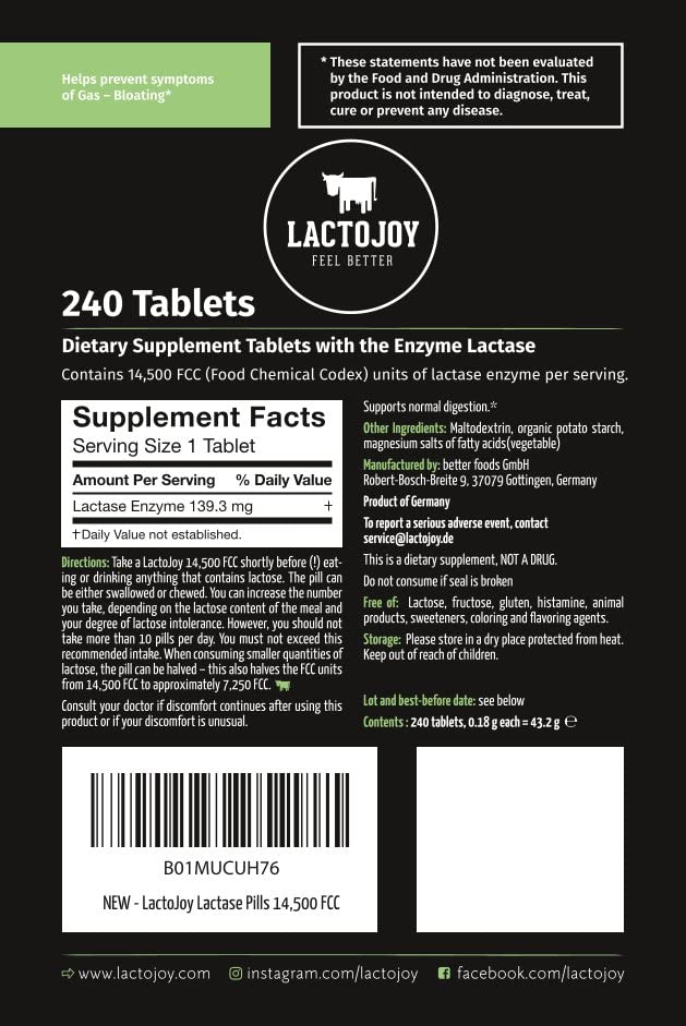 Close-up showing 14,500 FCC dosage per tablet