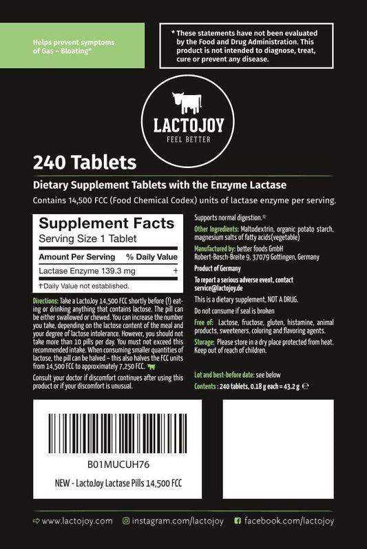 Close-up showing 14,500 FCC dosage per tablet