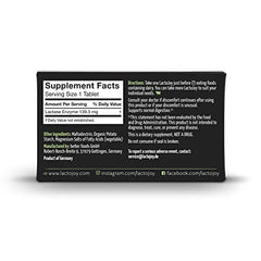 LactoJoy lactase pills bottle front shows compact on-the-go packaging