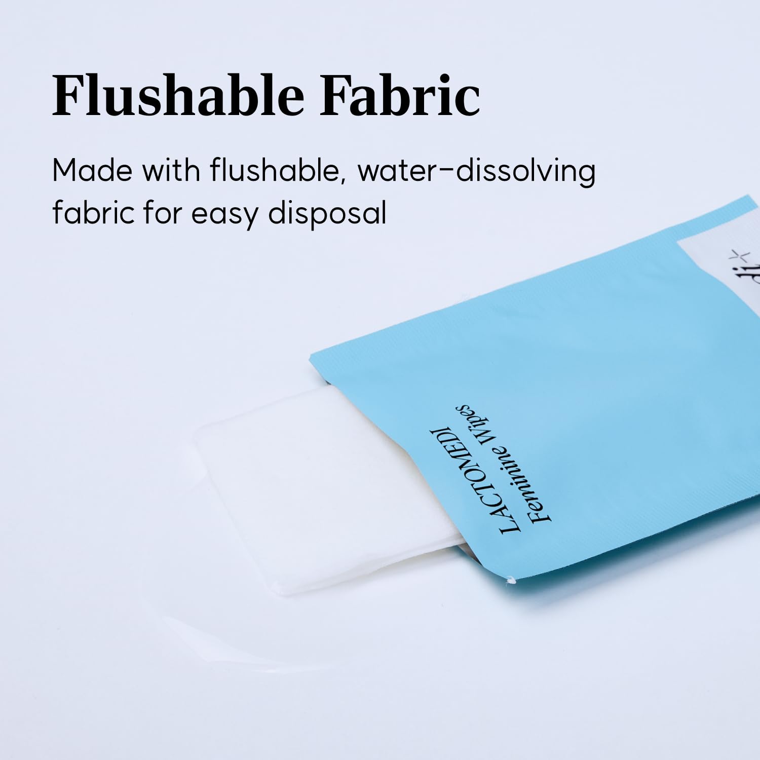 LACTOMEDI flushable fabric demonstrates easy disposal after use.