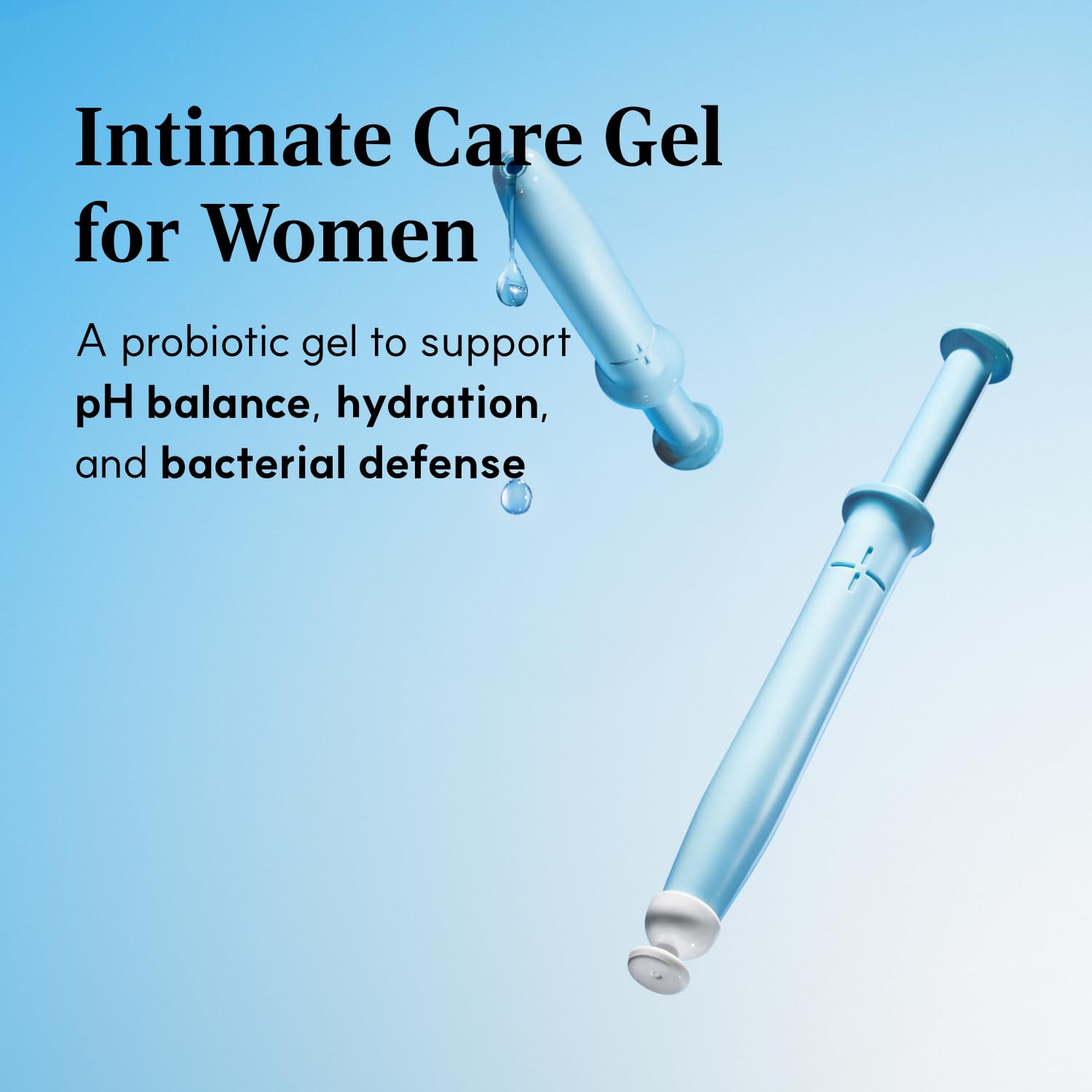 LACTOMEDI Intimate Gel applicator syringe showing mess-free, precise dosing for bedtime use.