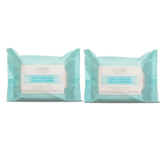 Lacura Face Care Make-Up Removing Towelettes for gentle removal of makeup, including waterproof mascara.