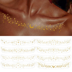 LADDYFOX gold collarbone tattoos add shimmering definition for a refined neckline