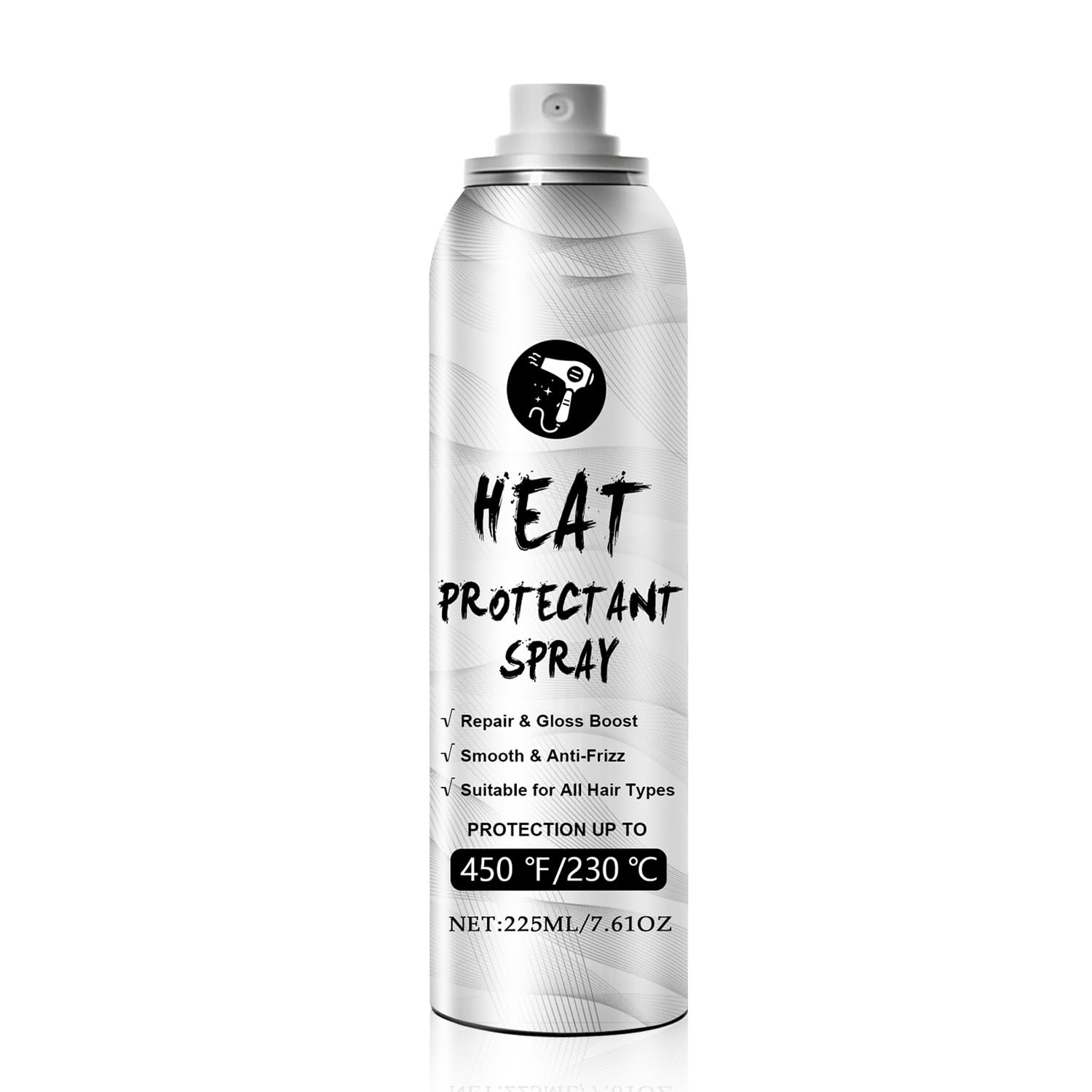 LADDYFOX heat protection spray bottle mist showing 450°F shield for frizz control.