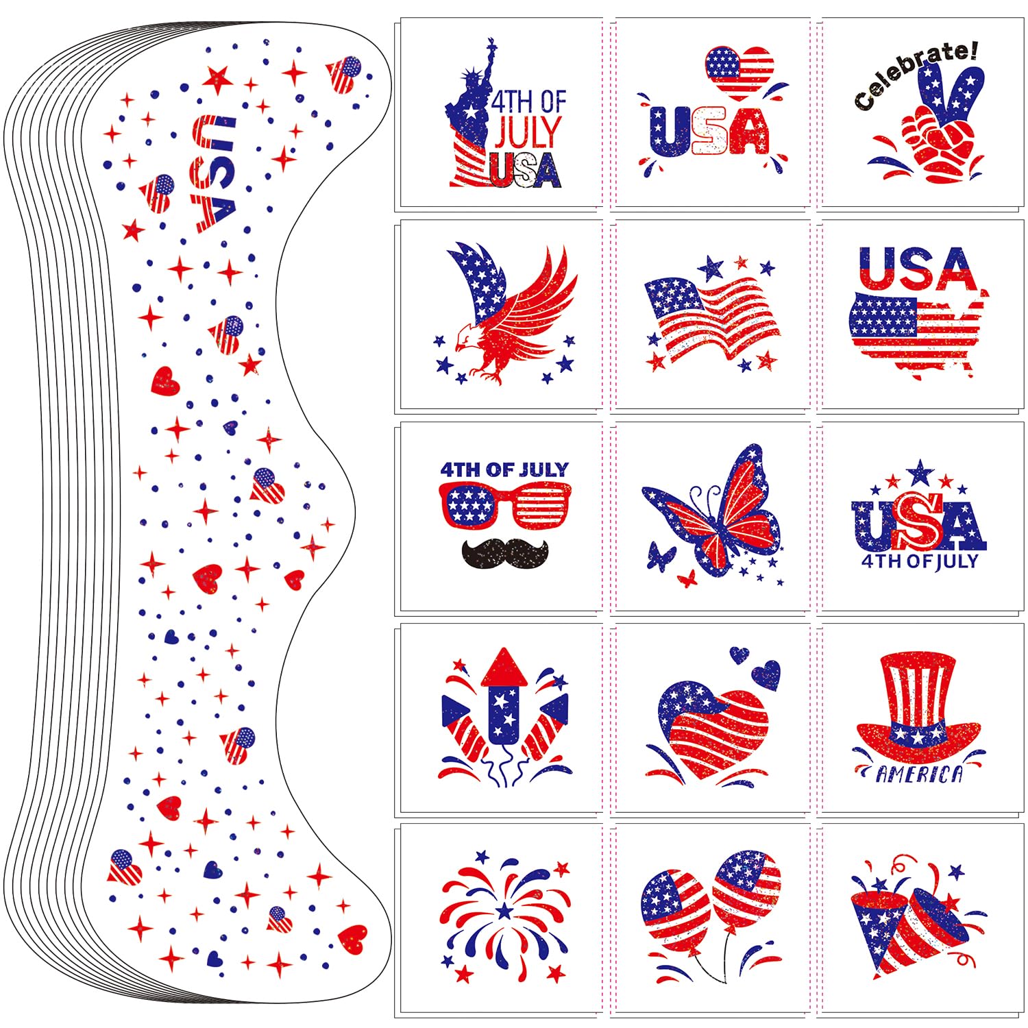 LADDYFOX patriotic face tattoos design-01 add sparkling 4th of July flair