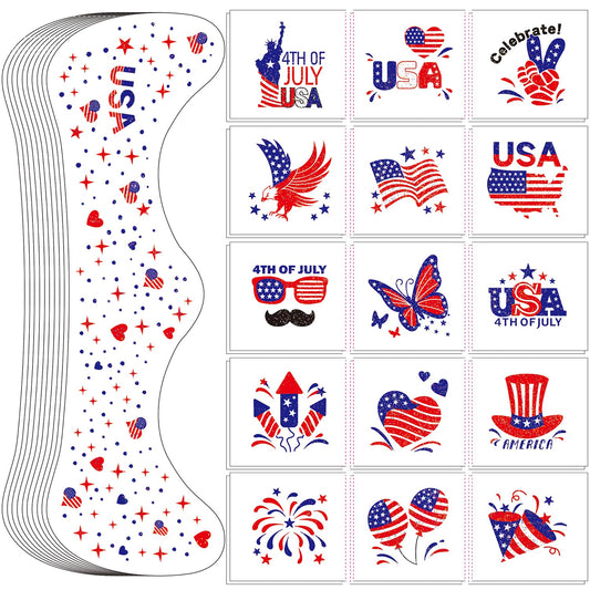 LADDYFOX patriotic face tattoos design-01 add sparkling 4th of July flair