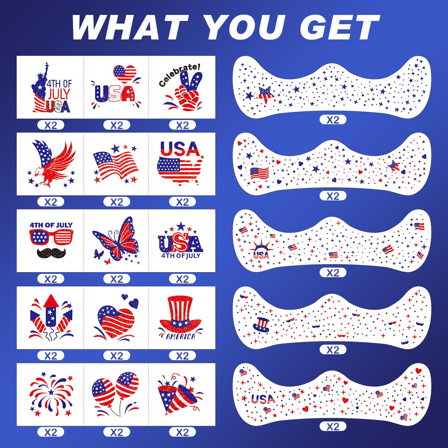 LADDYFOX patriotic face tattoos design-02 for bold eye-catching patterns