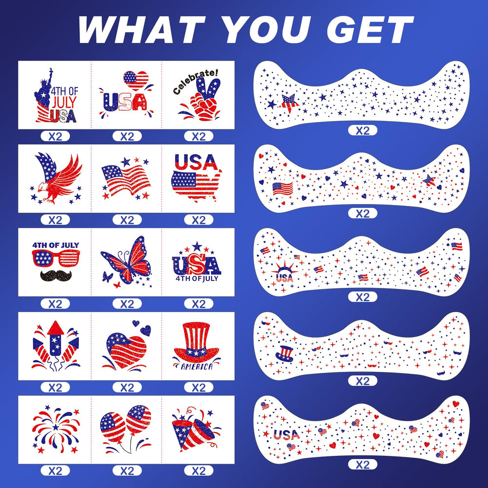 LADDYFOX patriotic face tattoos design-02 for bold eye-catching patterns