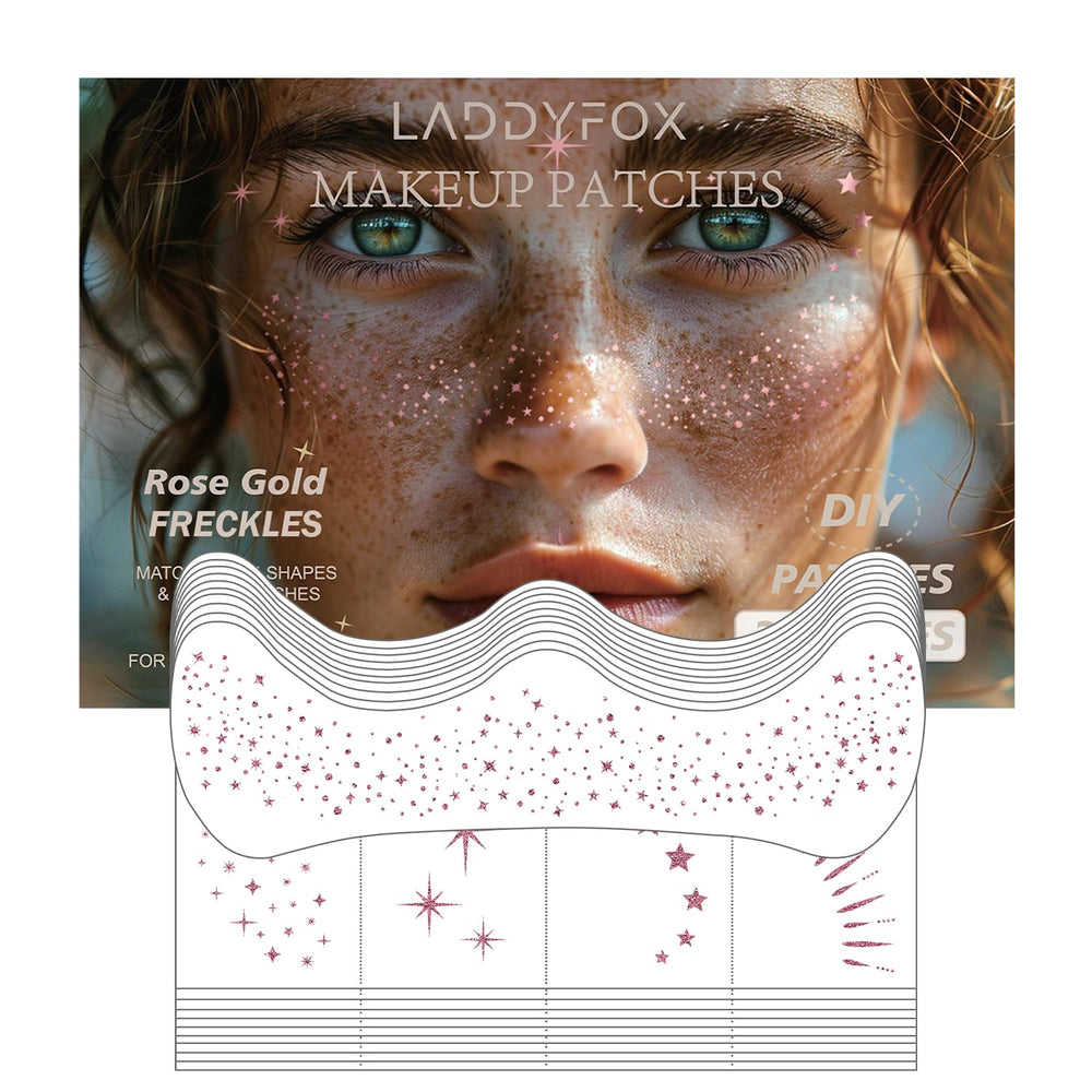 LADDYFOX rose gold glitter freckles patches for dazzling festival looks with long wear.