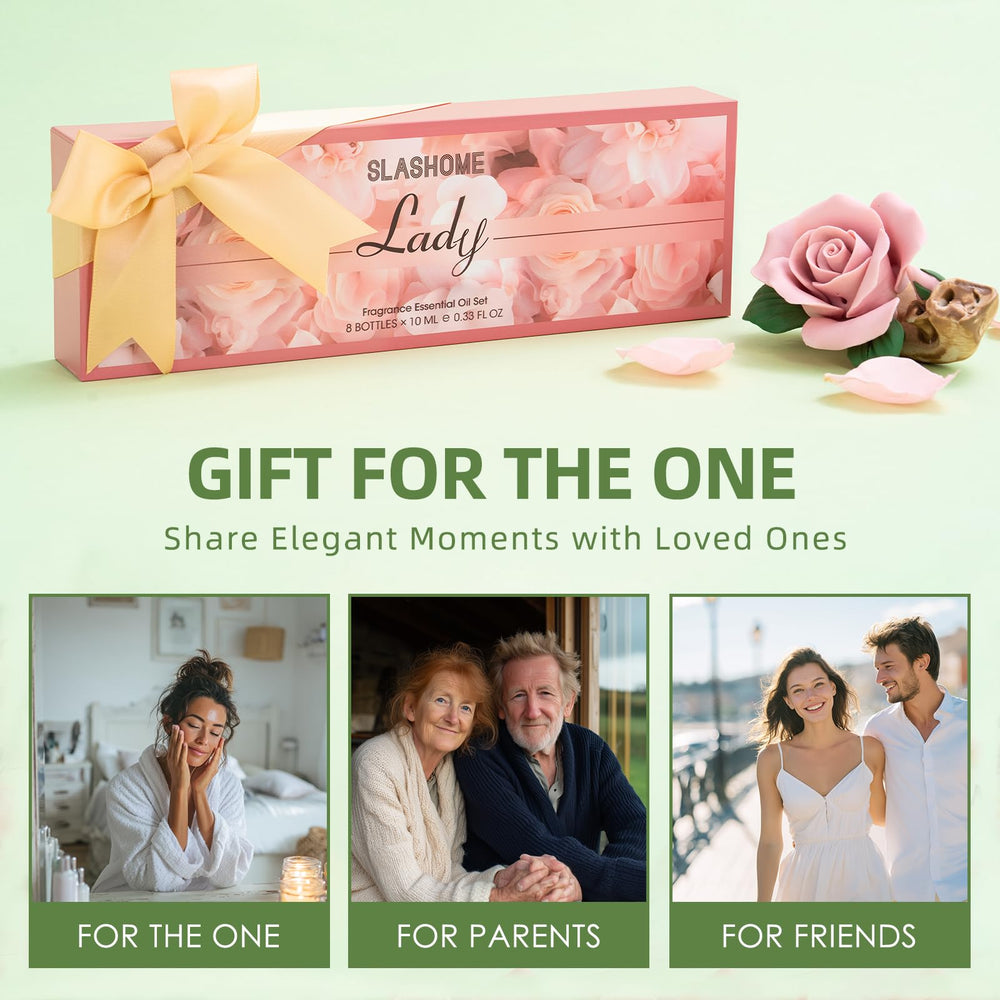 Rose and Jasmine essential oils with blooming flowers