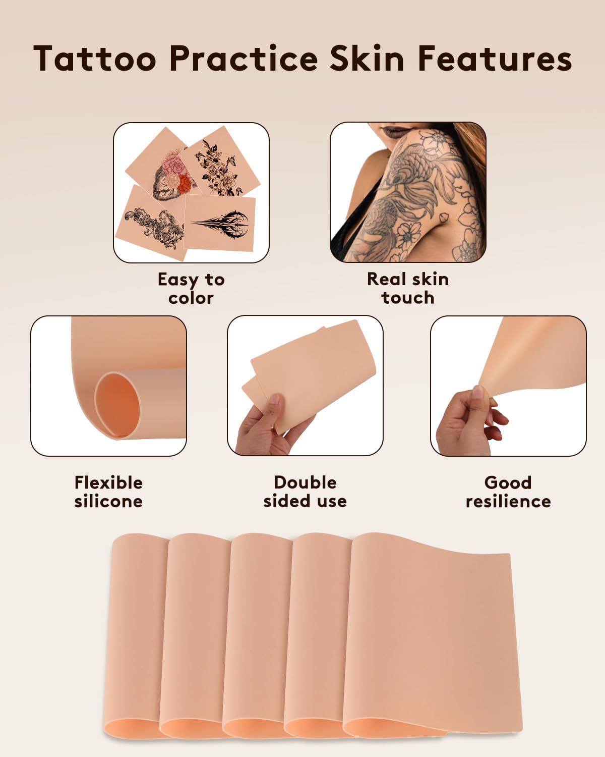 Lady Up 1mm silicone skin offers skin-like elasticity for needle control