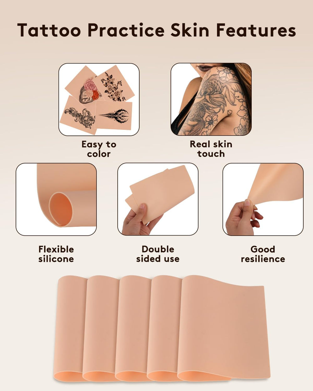 Lady Up 1mm silicone skin offers skin-like elasticity for needle control