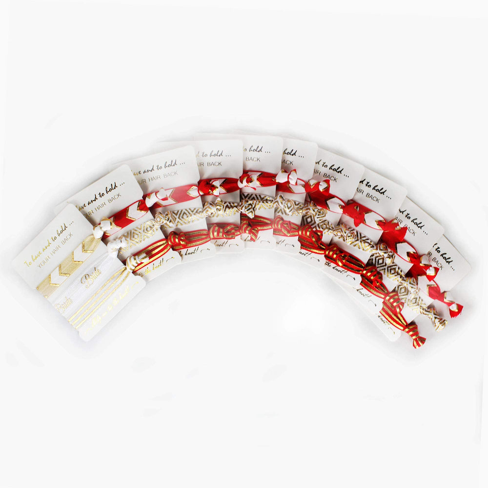 LADY&HOME wine red hair ties bundle for bachelorette party styling