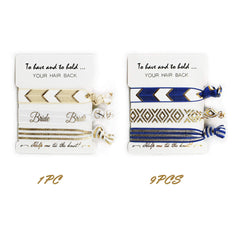 LADY&HOME pink bride tribe hair ties for coordinated wedding party outfits