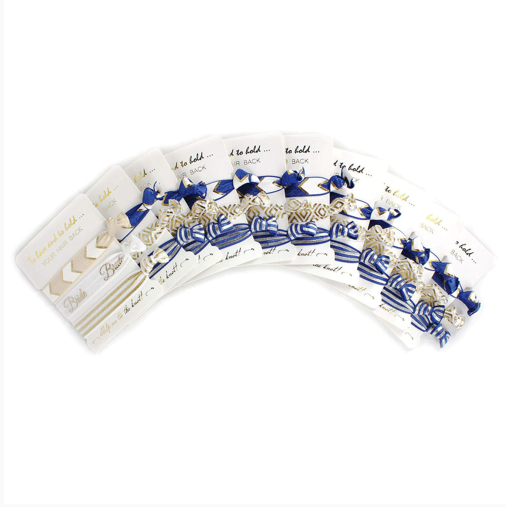 LADY&HOME hair ties showing three design styles for bridesmaids