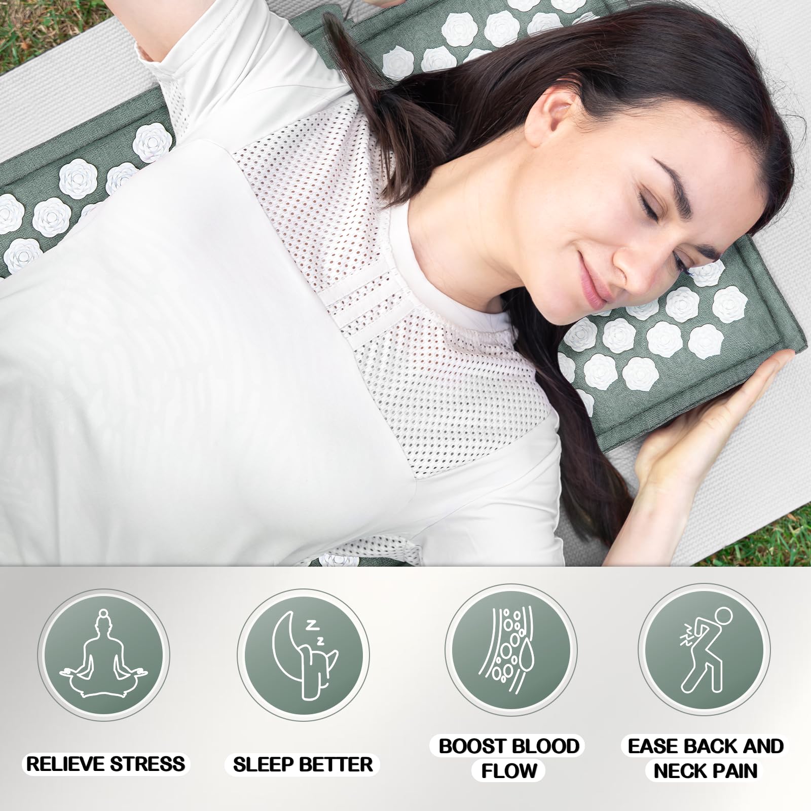 Natural coconut fiber stuffing inside acupressure mat