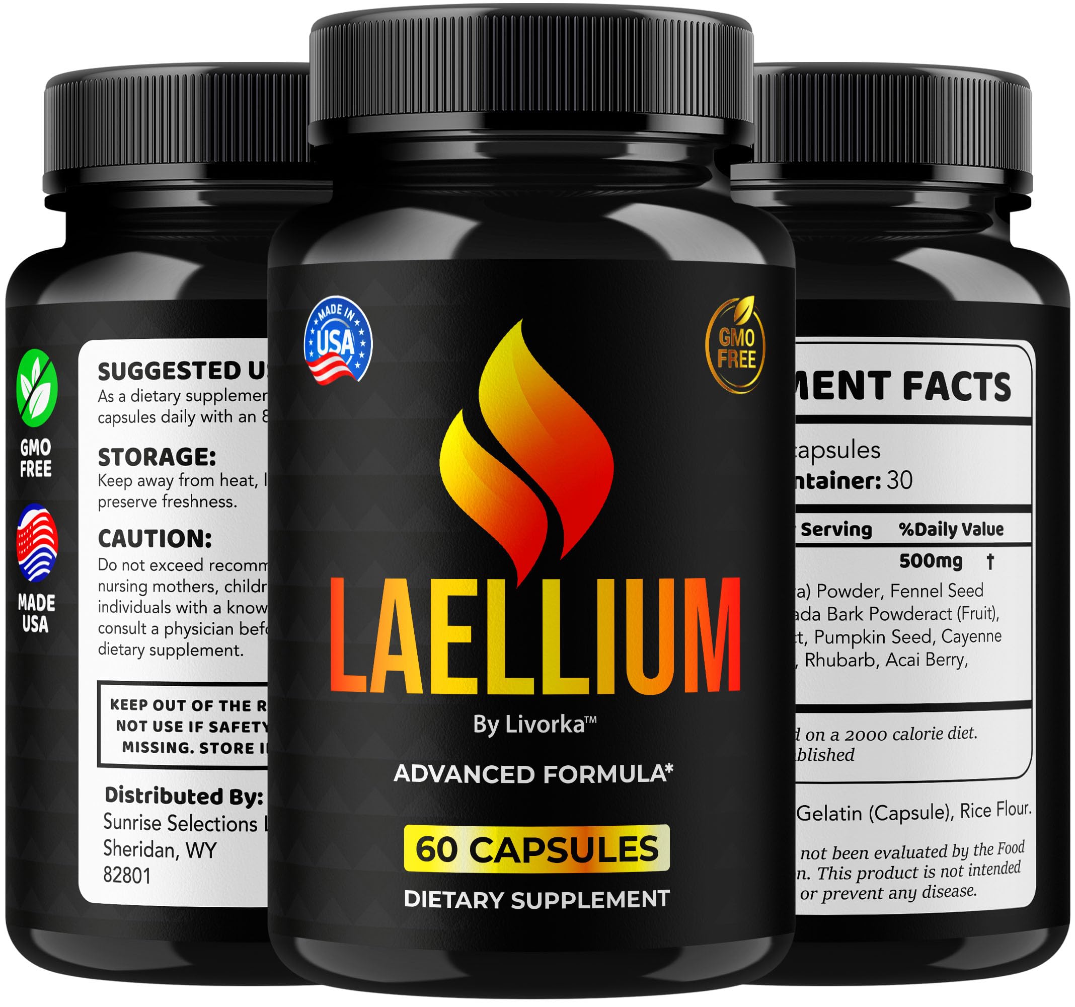 Laellium Pro Pills 5 Pack packaging with 300 capsules
