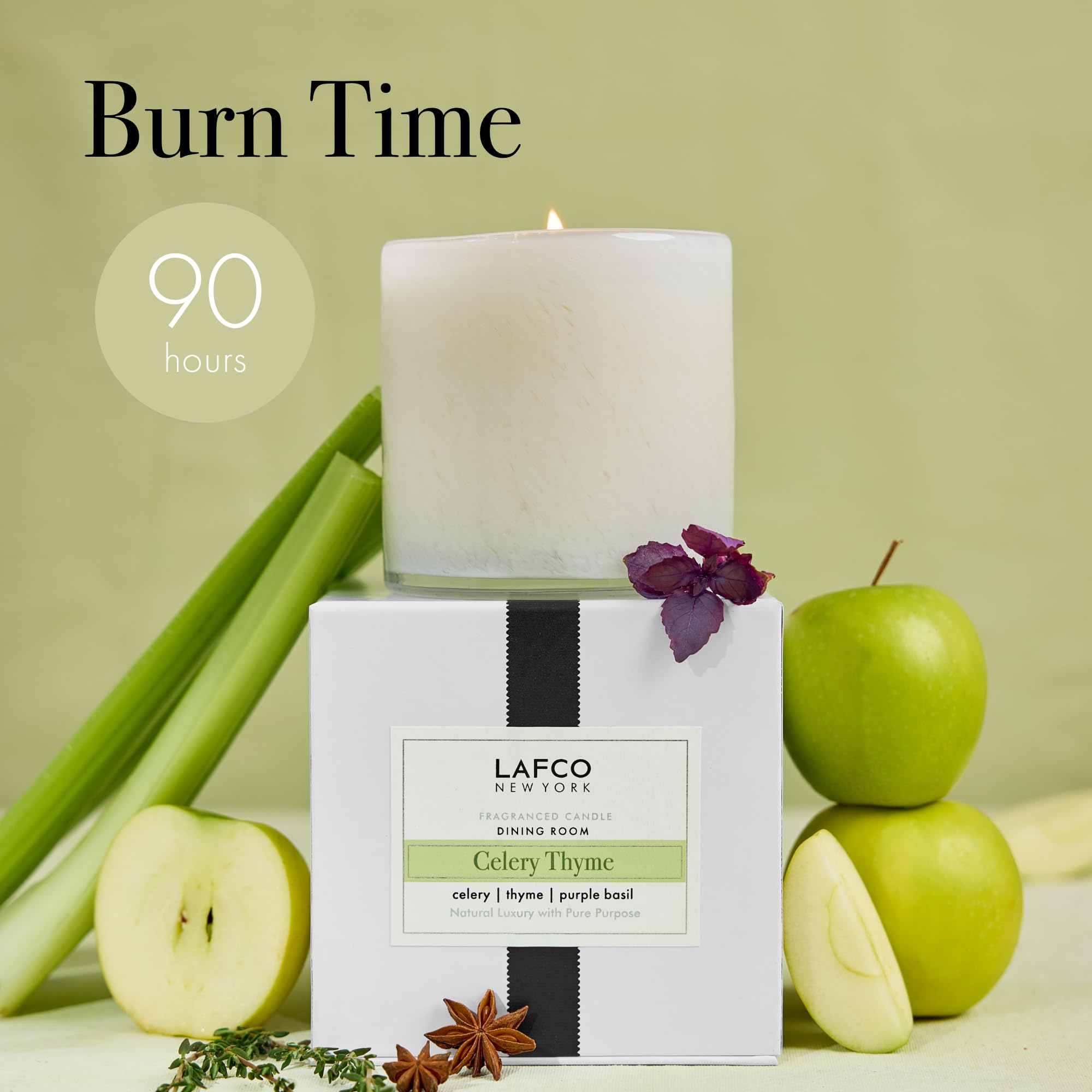 Celery Thyme candle packaging and label
