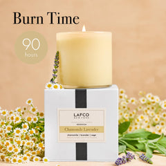 Bedroom scene from the House & Home collection featuring Chamomile Lavender candle.