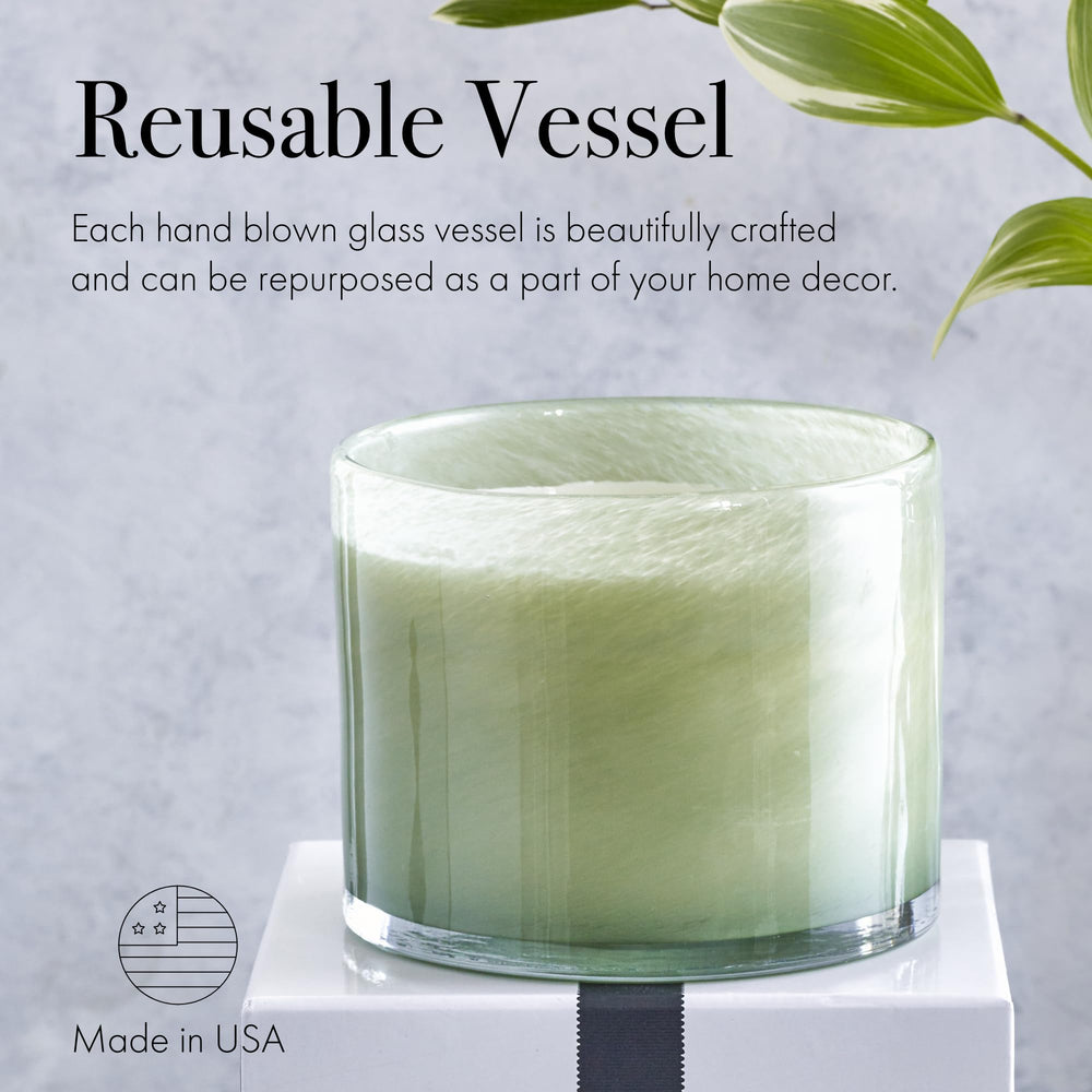 LAFCO New York 3-Wick Candle reusable glass vessel enhances decor.