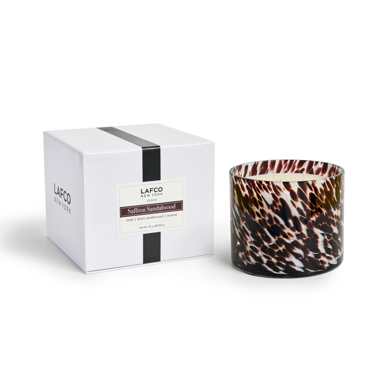 LAFCO New York Fall 3-Wick Candle in Saffron Sandalwood, hand-blown glass vessel