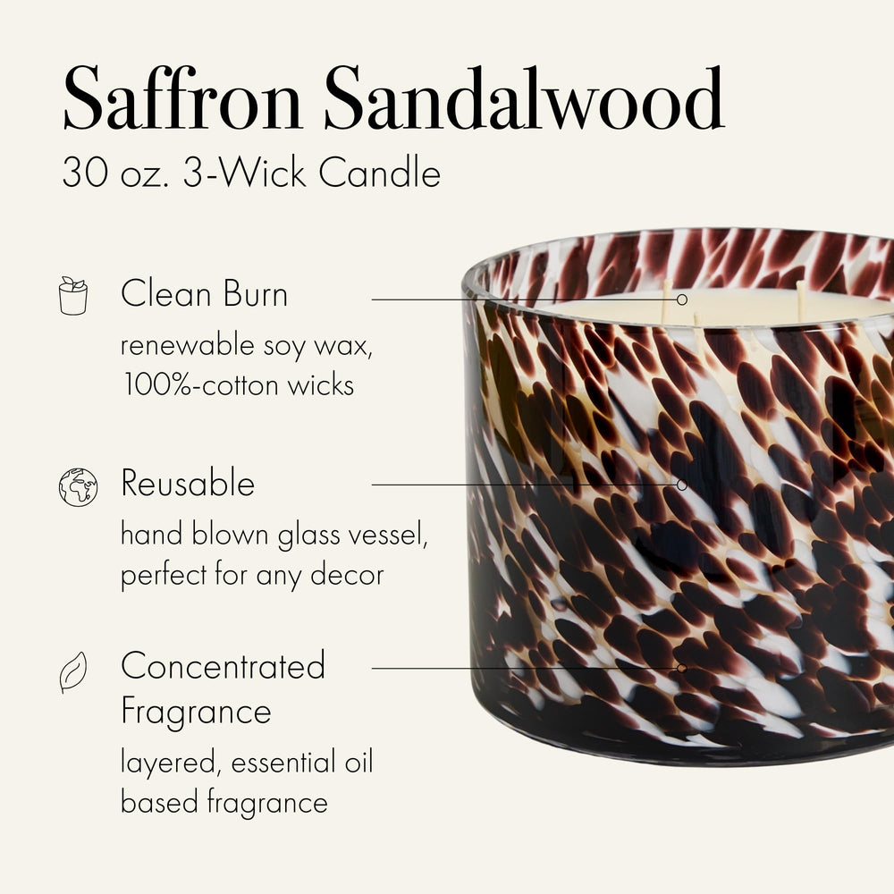 Reusable hand-blown glass vessel for Saffron Sandalwood candle