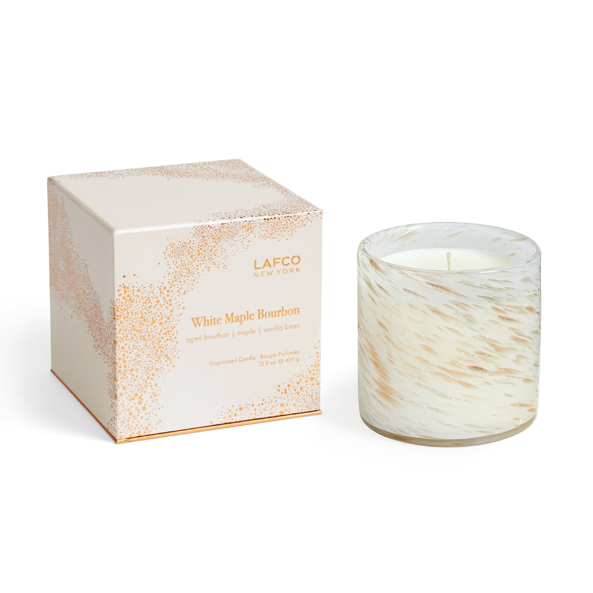 LAFCO New York Holiday Signature Candle in hand-blown glass vessel – White Maple Bourbon, 15.5 oz