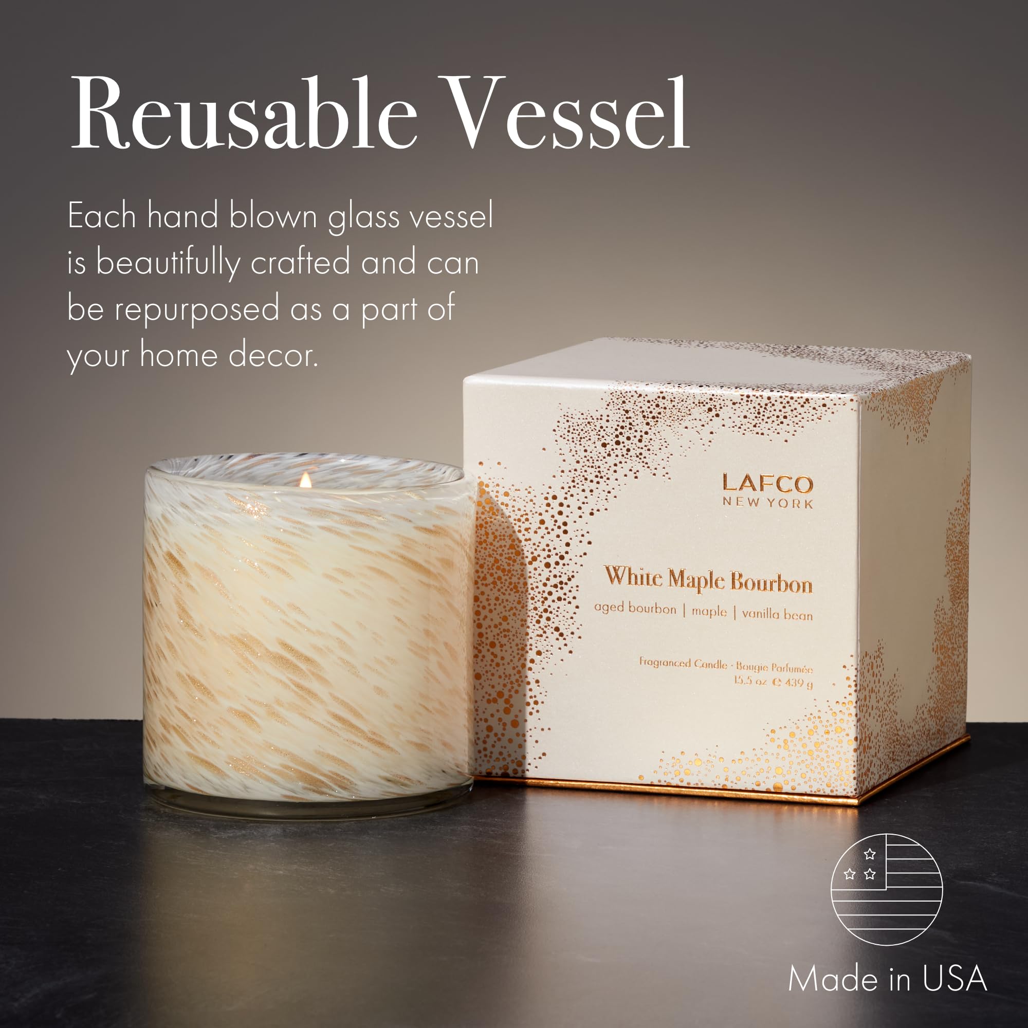 Reusable glass vessel for decor after burning – White Maple Bourbon