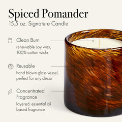 Close-up of Spiced Pomander label on LAFCO New York Holiday Candle