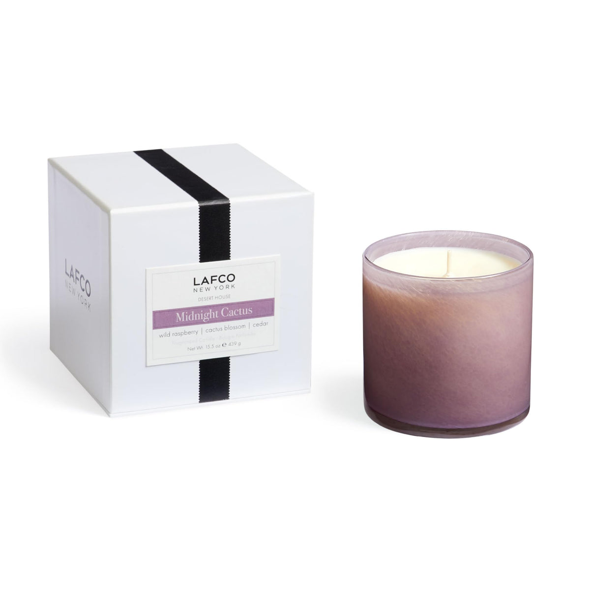 LAFCO New York Midnight Cactus candle in hand-blown glass vessel, 15.5 oz