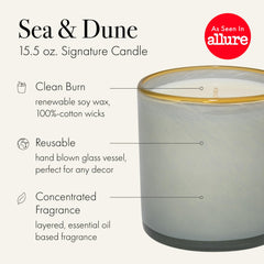 LAFCO New York Sea & Dune wax detail highlights slow, clean burn and fragrance diffusion