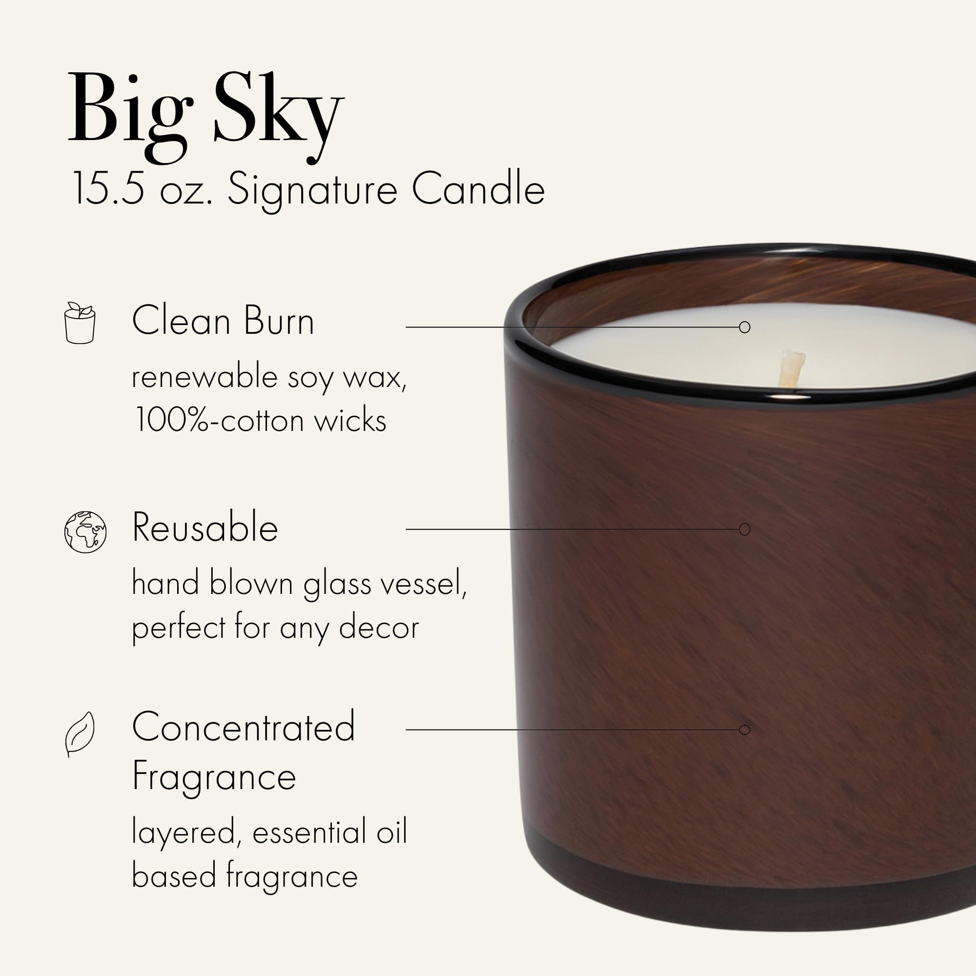 LAFCO Big Sky hand blown glass vessel highlights premium craftsmanship.