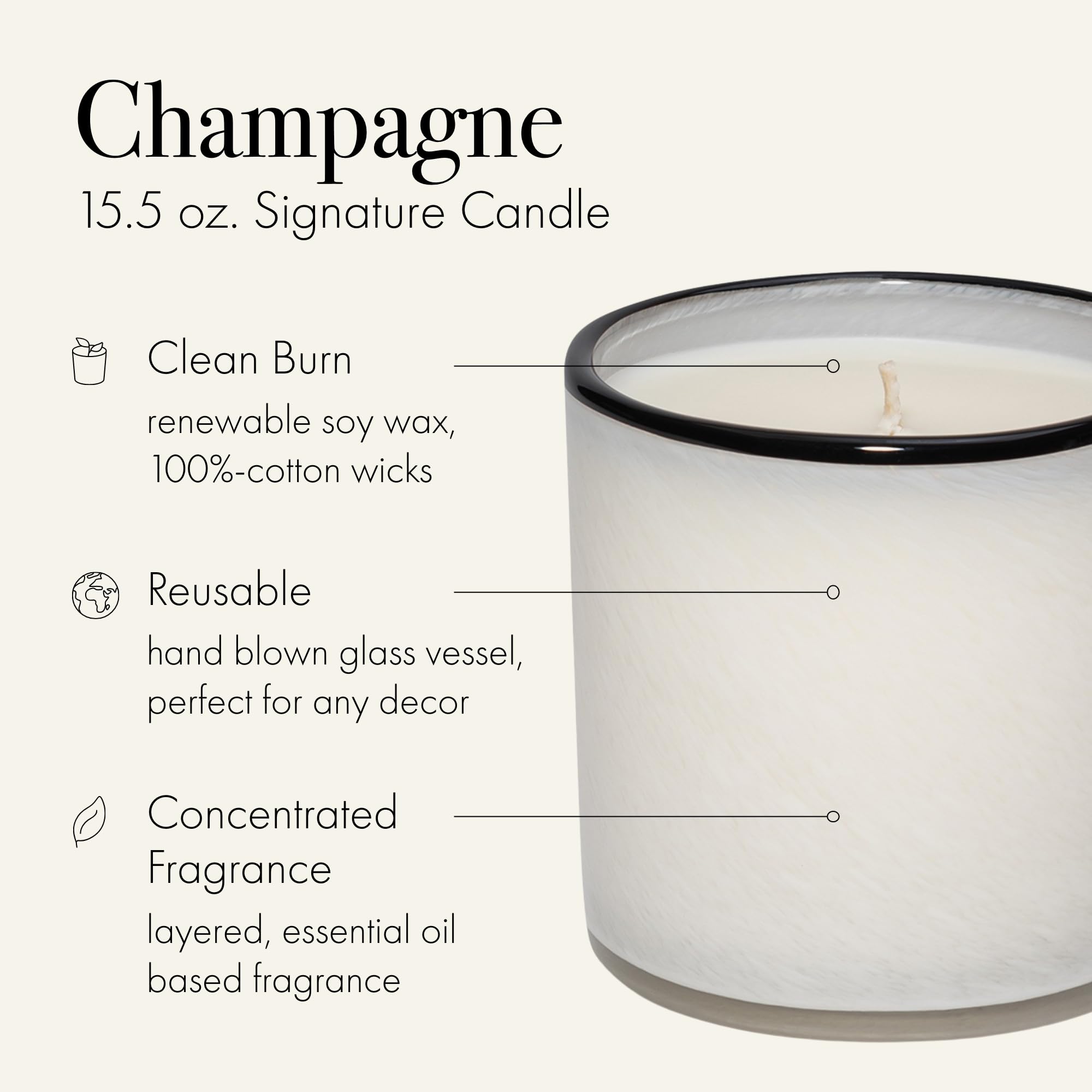 LAFCO New York Champagne candle in a living room setting supports refined entertaining ambiance.