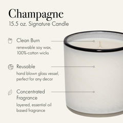 LAFCO New York Champagne candle in a living room setting supports refined entertaining ambiance.