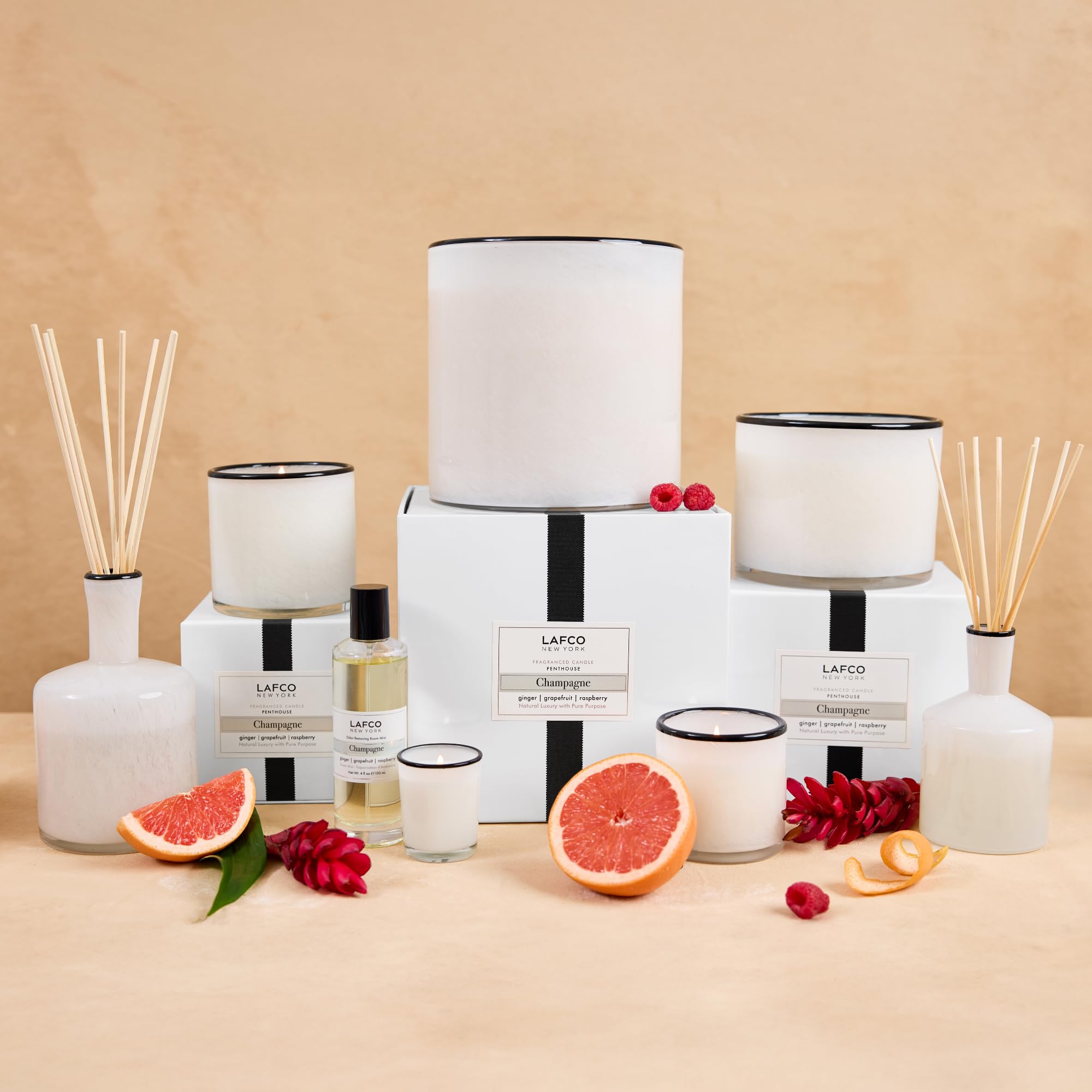LAFCO New York Champagne candle provides long-lasting fragrance with a clean burn.