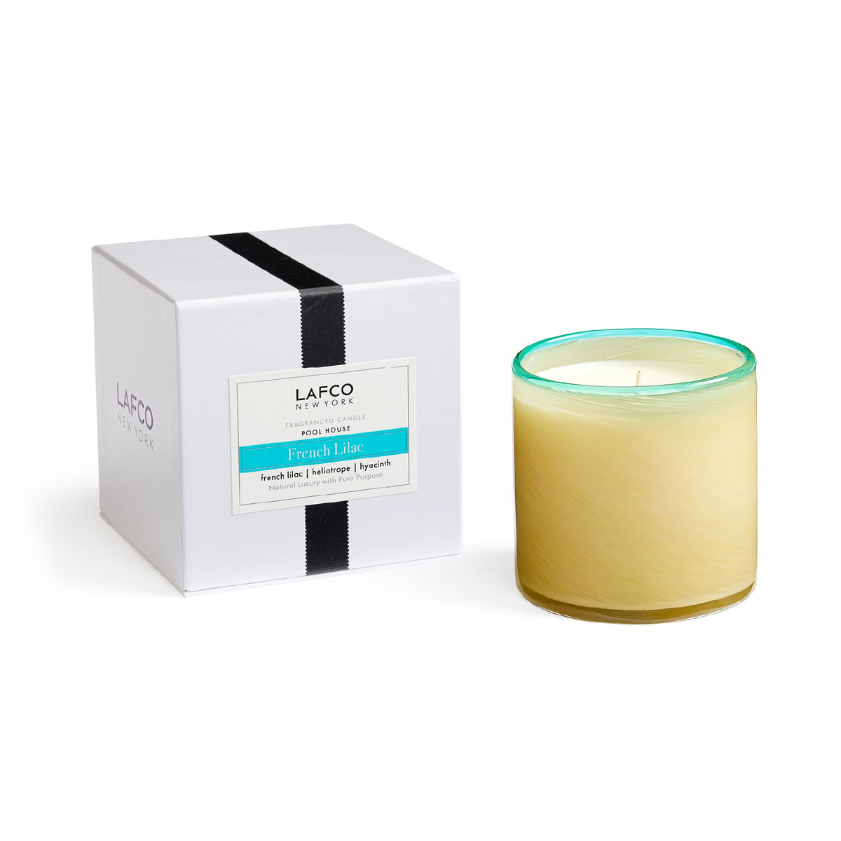 LAFCO New York Signature Candle French Lilac in a hand-blown glass vessel