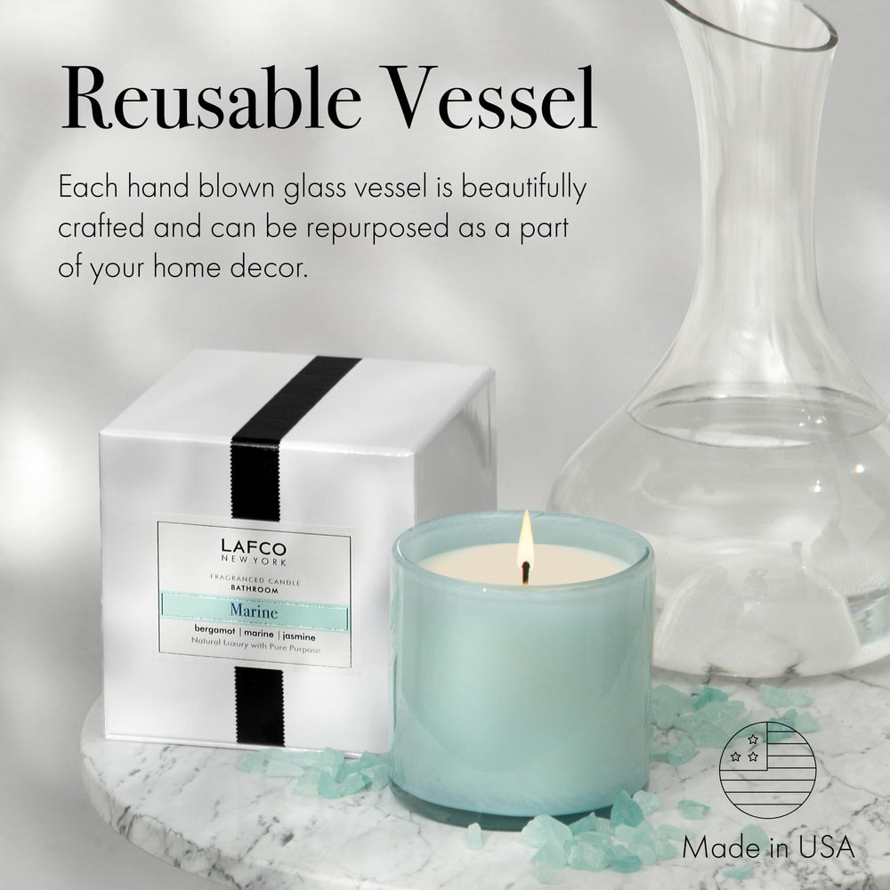 LAFCO New York Marine candle decorative glass vessel suited for bathrooms and living spaces
