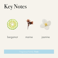 LAFCO New York Marine candle scent profile close-up with sea jasmine and rose notes