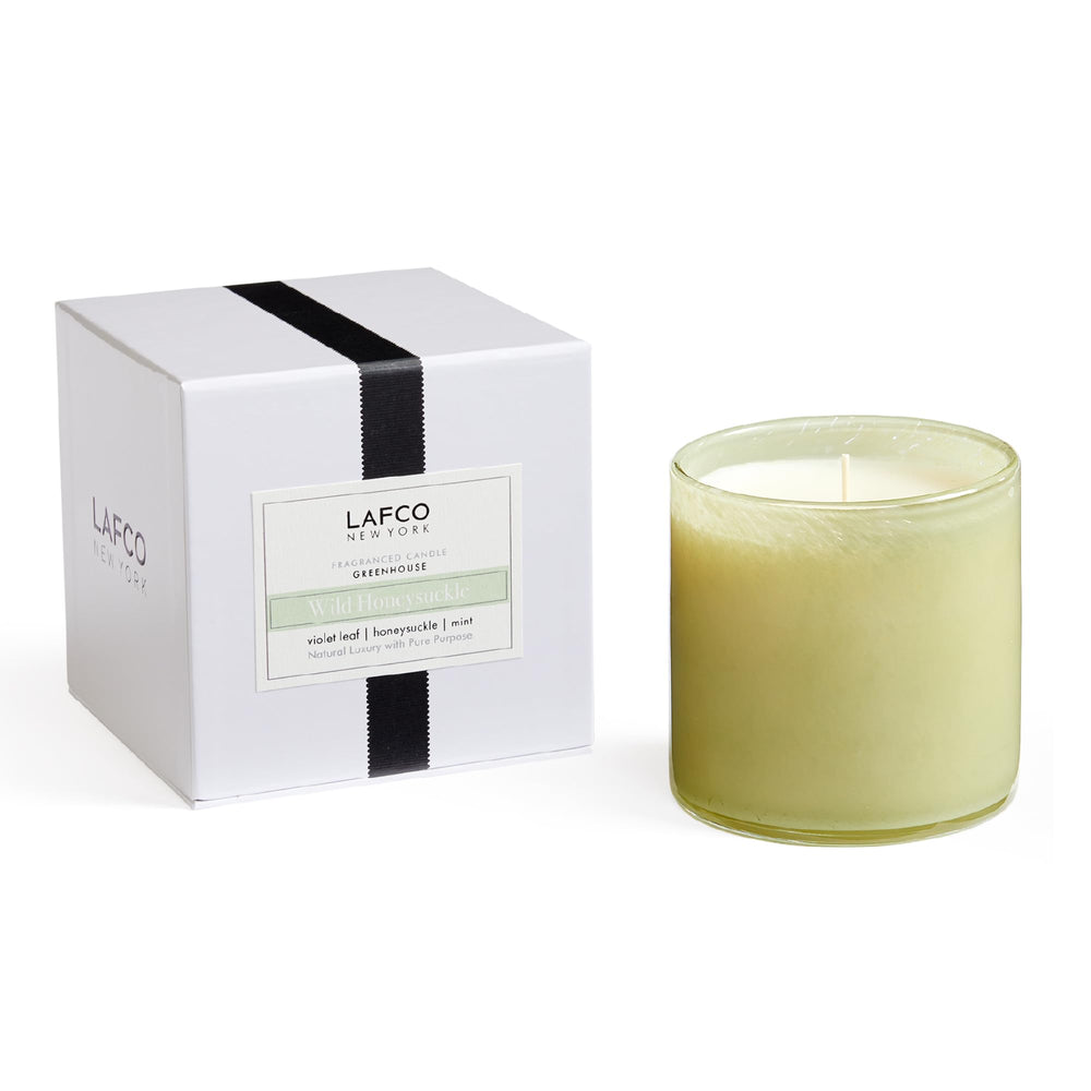 LAFCO New York Signature Candle in Wild Honeysuckle with hand-blown glass vessel
