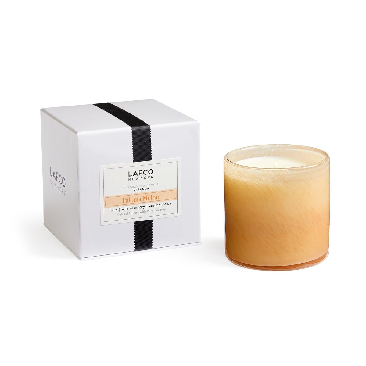 LAFCO New York Paloma Melon candle in a hand-blown glass vessel, 15.5 oz