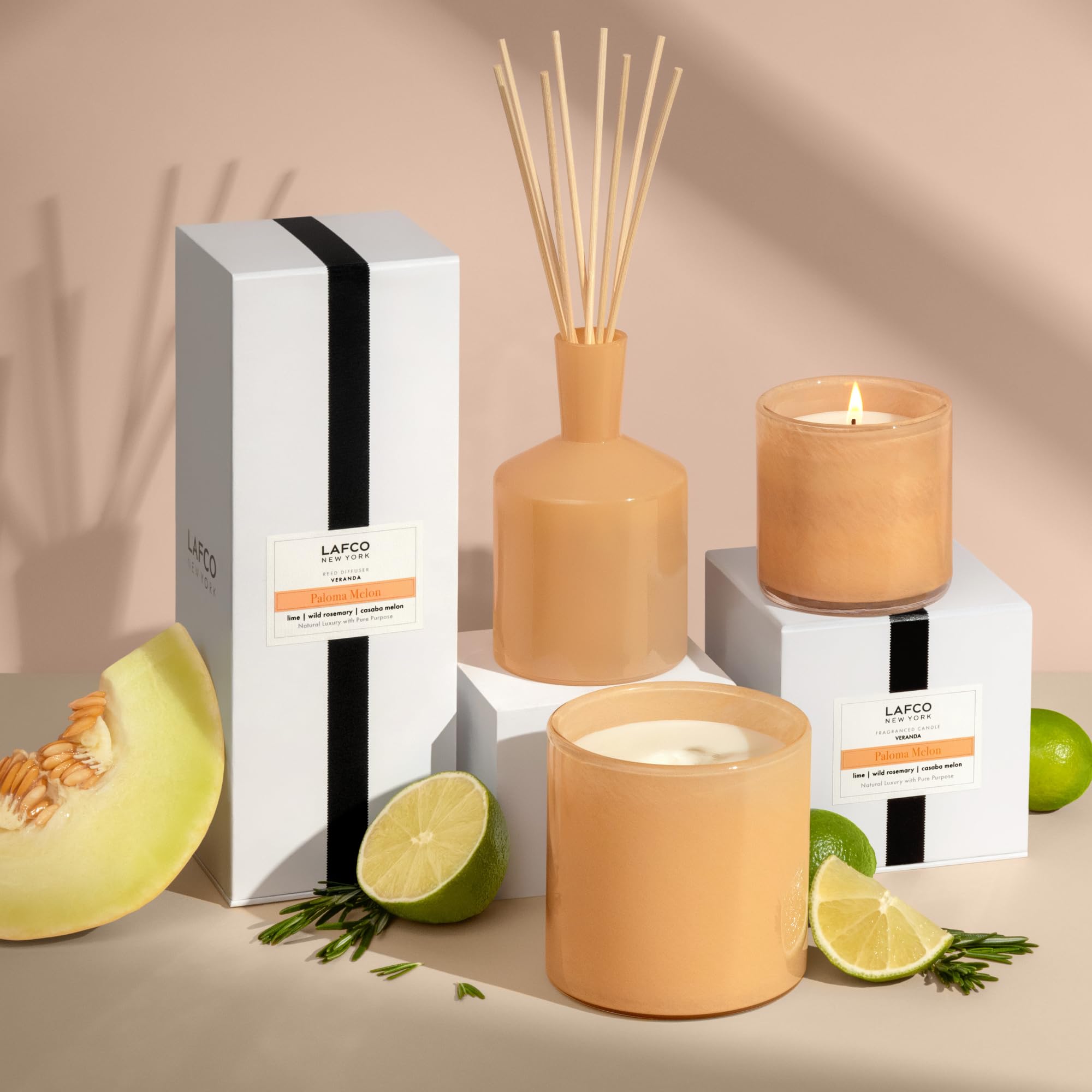 Made in USA Paloma Melon candle, 15.5 oz with reusable glass vessel