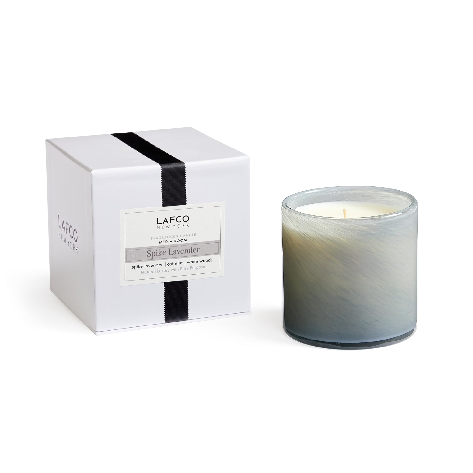 LAFCO Spike Lavender candle in a hand-blown glass vessel