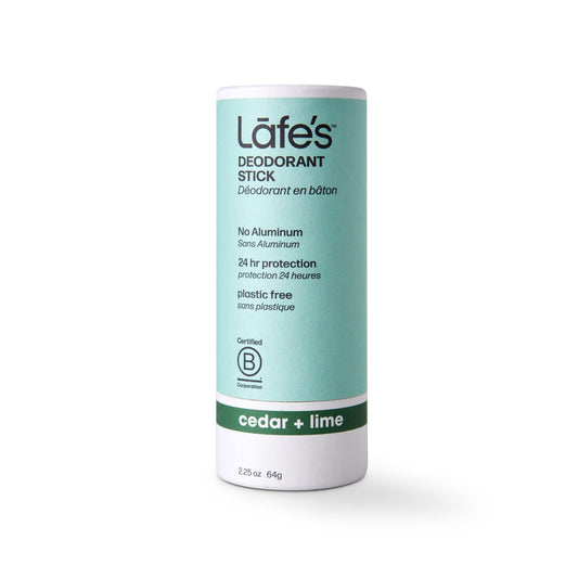 Lafe's Cedar & Lime deodorant stick delivers a natural, refreshing scent for daily wear.
