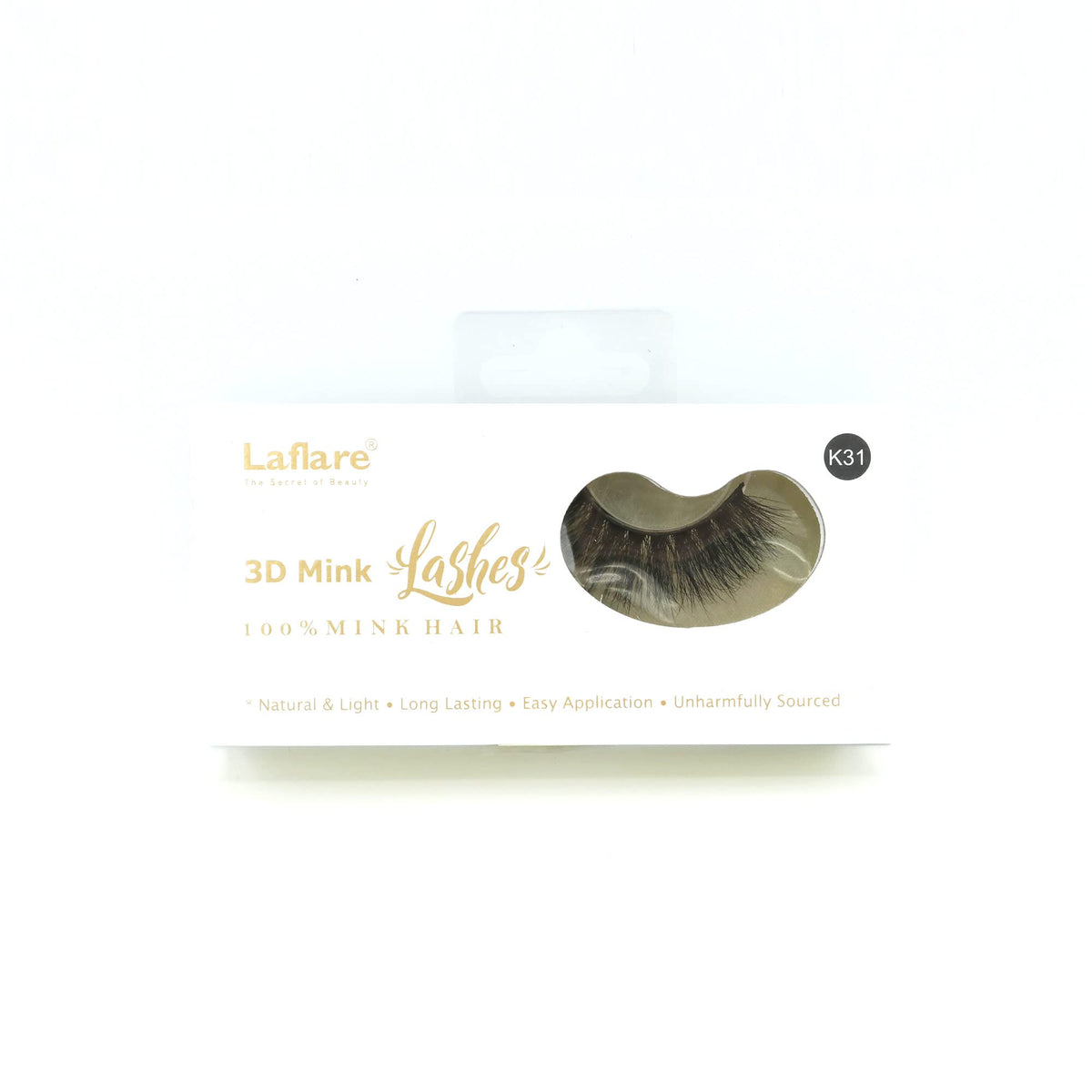 Laflare 3D mink lashes K31 closeup, natural and lightweight.