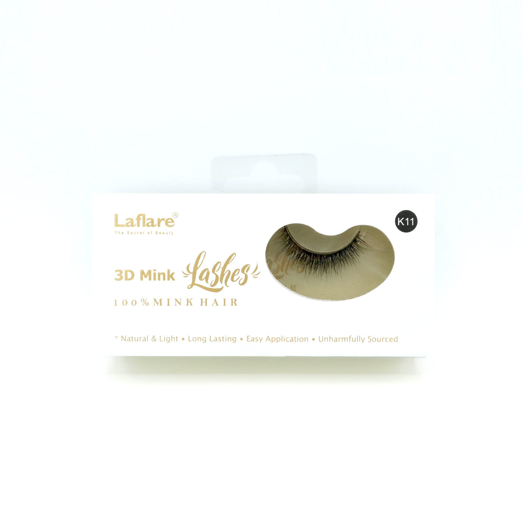 Laflare 3D mink eyelashes pack close-up showing soft natural fullness