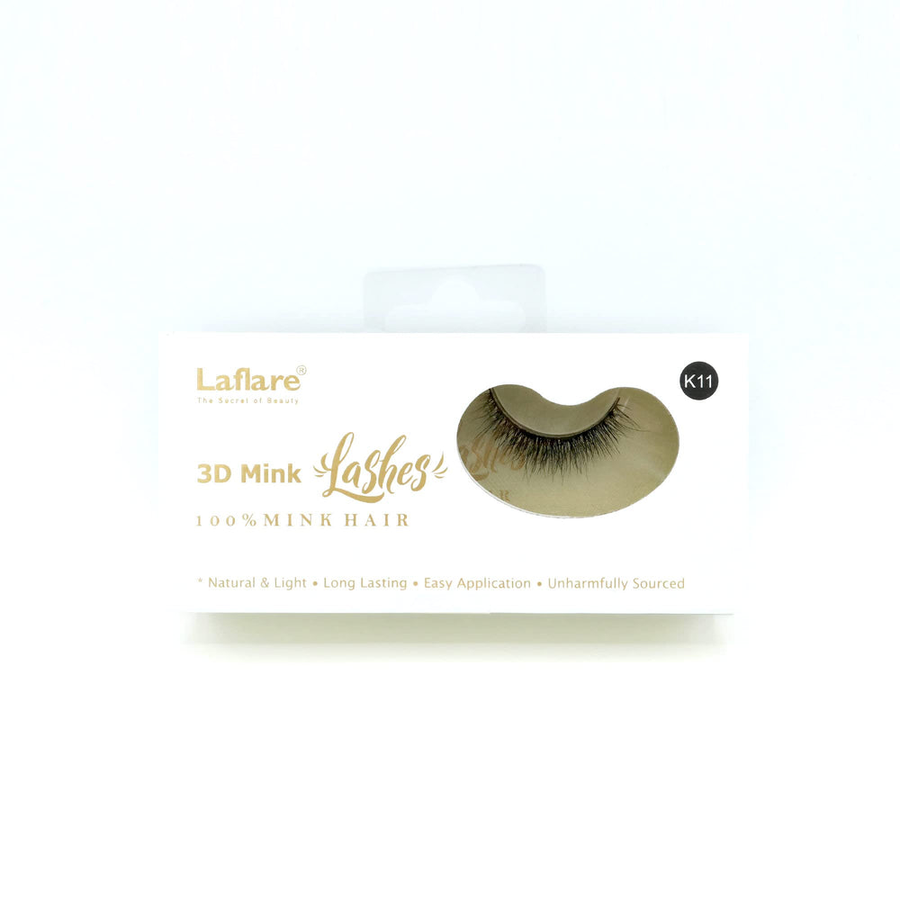 Laflare 3D mink eyelashes pack close-up showing soft natural fullness