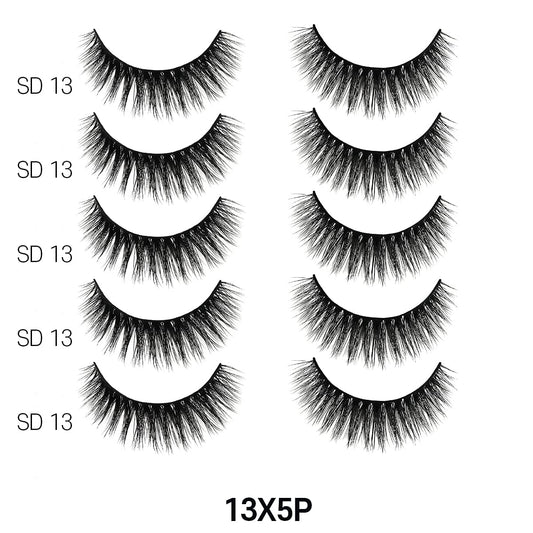 Close-up of knitted-style Laflare lashes for lightweight comfort.